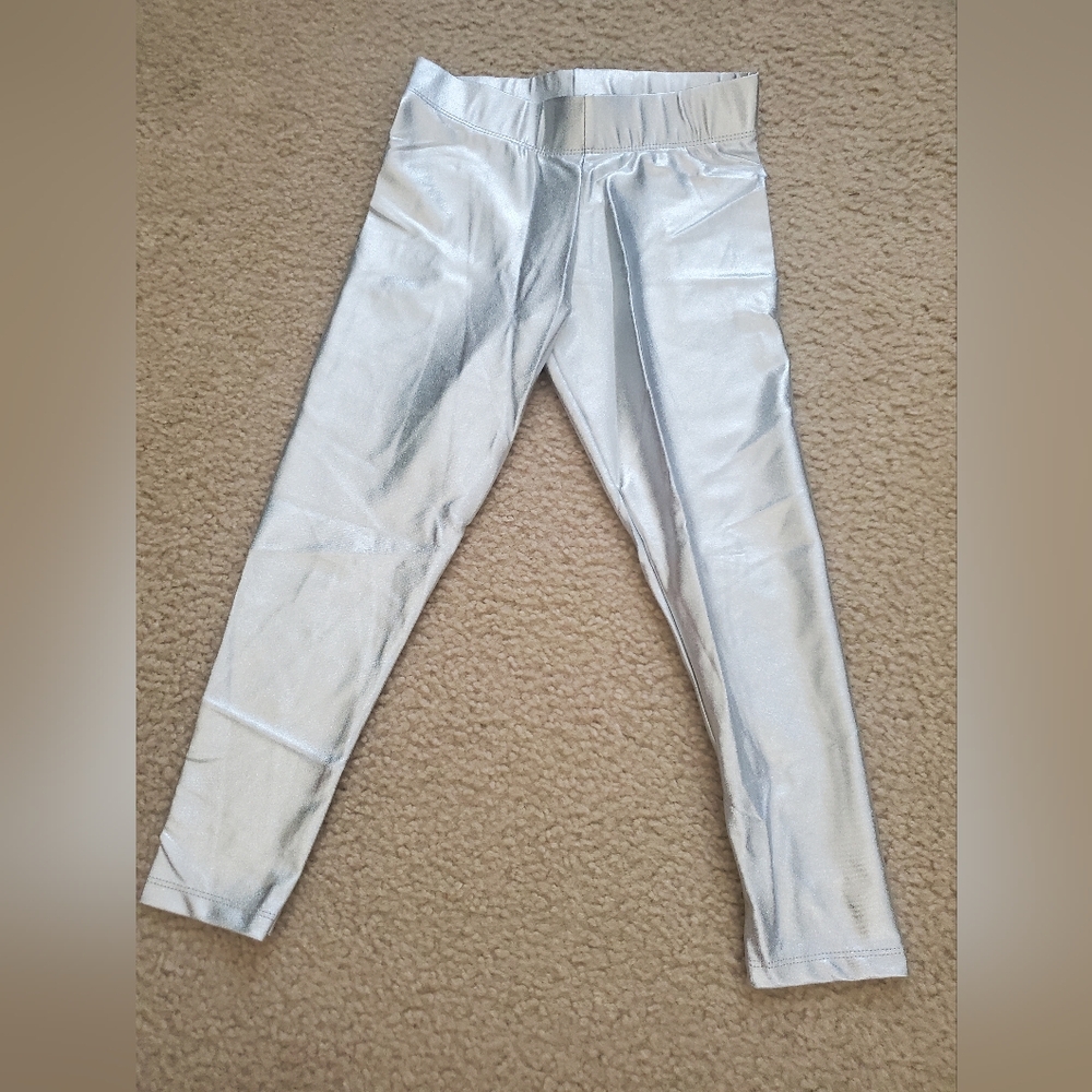 Boden Shimmering Metallic Gold Silver Kids Leggings 5-6